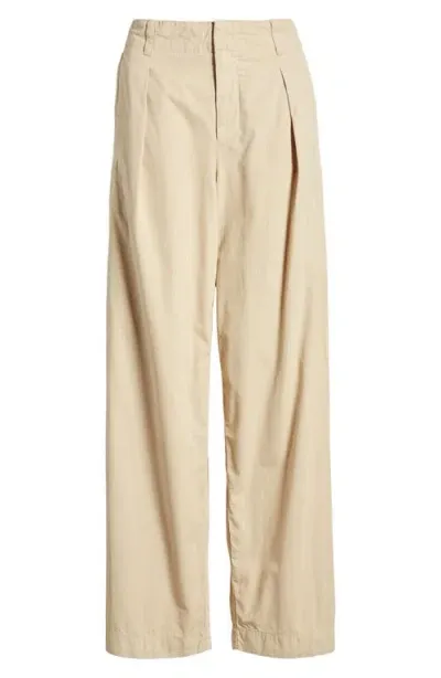 Rag & Bone Donovan Pleated Wide Leg Twill Pants In Khaki