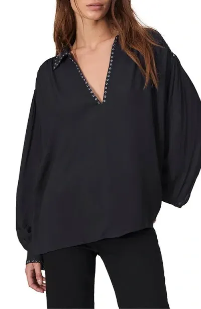 Rag & Bone Emmy Rivet Detail Popover Top In Black