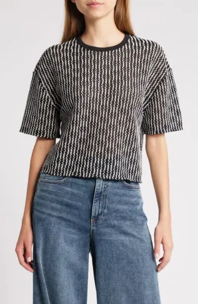 Rag & Bone Gigi Stripe Knit Crop T-shirt In Black Multi