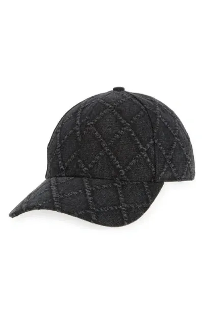 Rag & Bone Harlow Denim Baseball Cap In Black Quilted