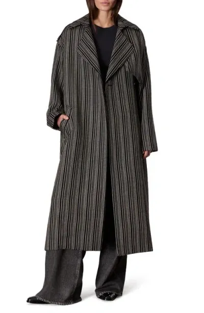 Rag & Bone Jennie Herringbone Stripe Virgin Wool Coat In Blkstripe