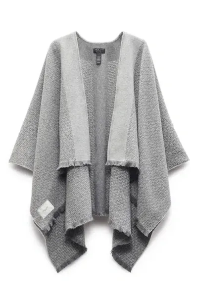 Rag & Bone Joni Wool Tweed Reversible Poncho Wrap In Gray