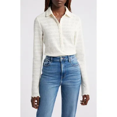 Rag & Bone Julia Long-sleeve Polo Top In Ivory