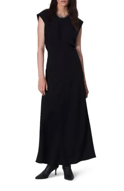 Rag & Bone Marie Crepe Maxi Dress In Blk