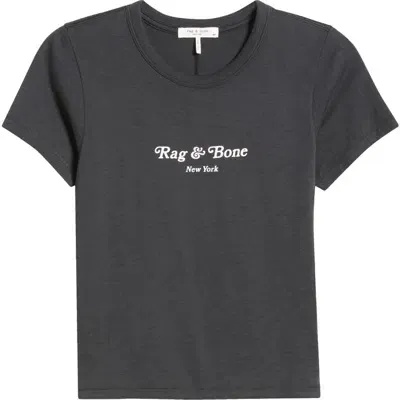 Rag & Bone Mini Script Rb Graphic Baby Tee In Black Multi