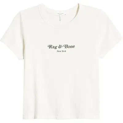 Rag & Bone Mini Script Rb Graphic Baby Tee In Ivory Multi