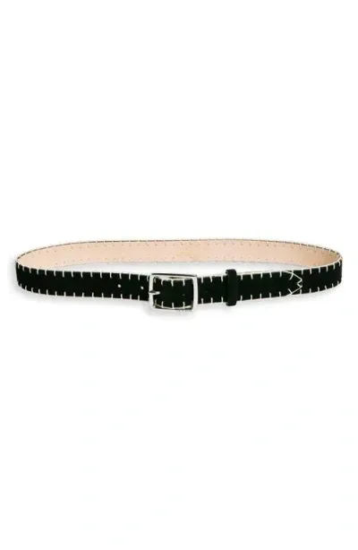 Rag & Bone Whipstitch Boyfriend Leather Belt In Black