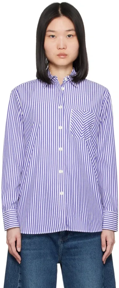 Rag & Bone White & Blue Maxine Shirt In Blustripe