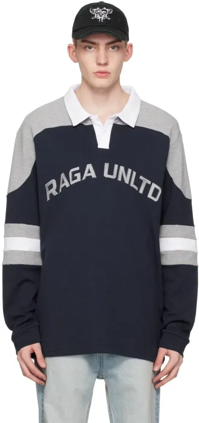 Raga Malak Navy & Gray Unltd Polo In Navy/grey