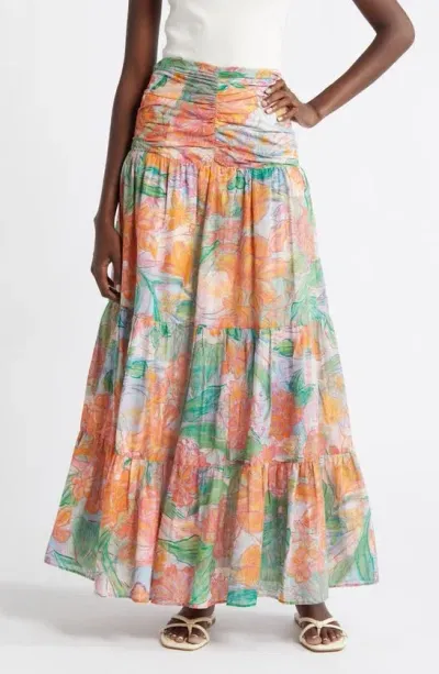 Rails Agatha Floral Tiered Cotton Maxi Skirt In Multi