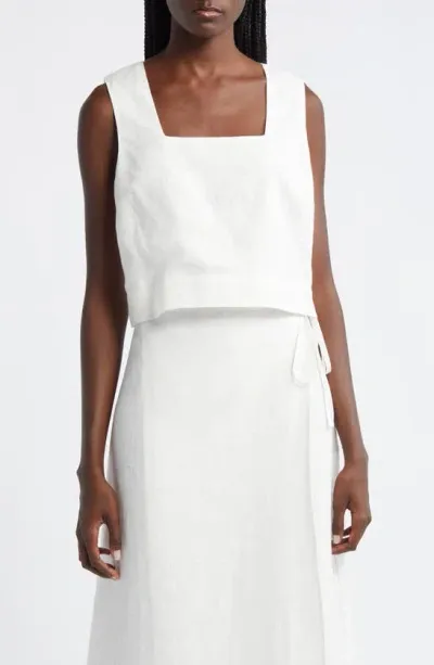 Rails Akira Linen Crop Tank In White