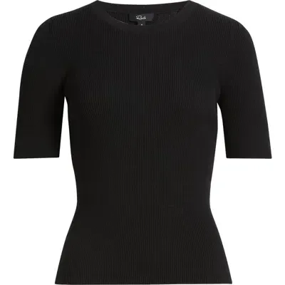 Rails Ari Short Sleeve Rib Sweater In Black