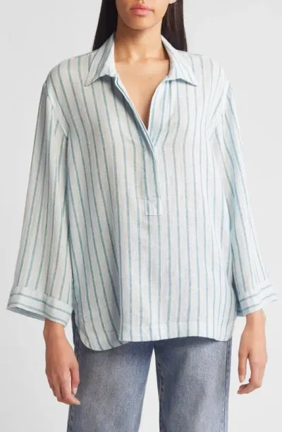 Rails Banks Stripe Linen Blend Popover Shirt In Cambria Stripe