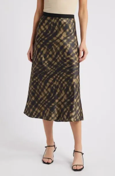 Rails Berlin Abstract Print Satin Midi Skirt In Multi