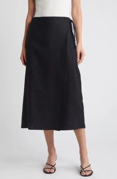 Rails Carly Linen Wrap Midi Skirt In Black