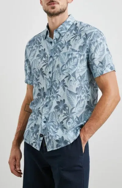 Rails Carson Botanical Print Short Sleeve Linen Blend Button-up Shirt In Jungle Garden Reflection