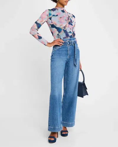 Rails Descanso Belted Wide-leg Jeans In Cadet Blue