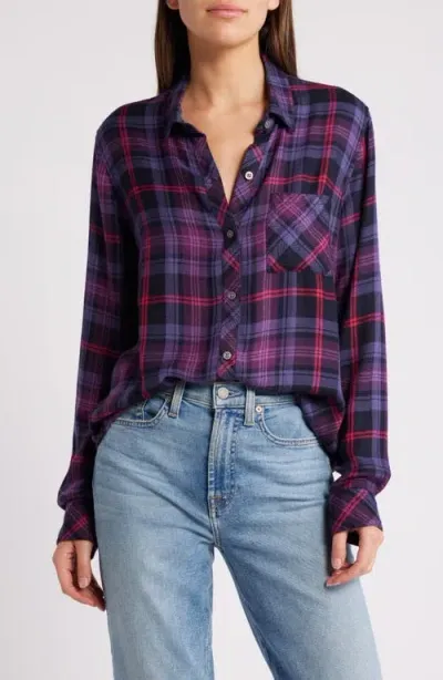 Rails Hunter Plaid Button-up Shirt In Aubergine Magenta