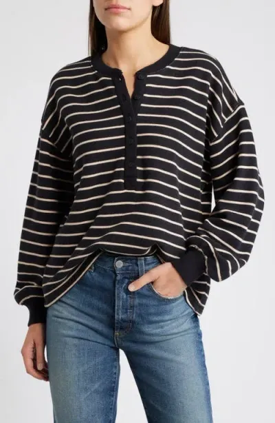 Rails Joan Stripe French Terry Top In Black Ivory Stripe