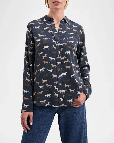 Rails Kate Horses Button-front Silk Shirt