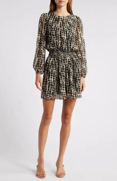 Rails Lanie Shibori Print Long Sleeve Minidress In Spotted Shibori