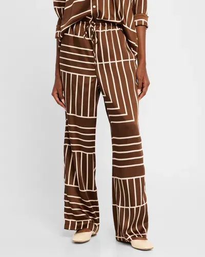 Rails Line Art Damani Satin Pants In Brown Line Art