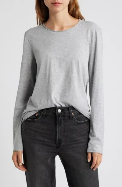 Rails Long Sleeve Cotton T-shirt In Heather Grey