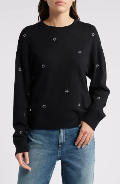 Rails Ramona Star Embroidered Wool Blend Sweatshirt In Black Silver