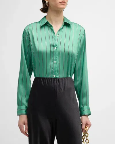 Rails Striped Elias Button-front Shirt In Basil Stripe