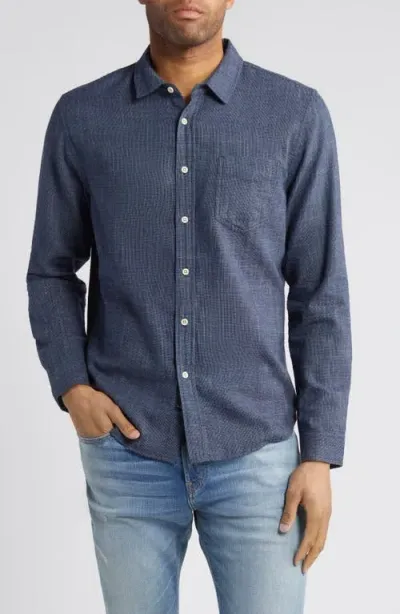 Rails Wyatt Crosshatch Cotton Button-up Shirt In Navy Etch