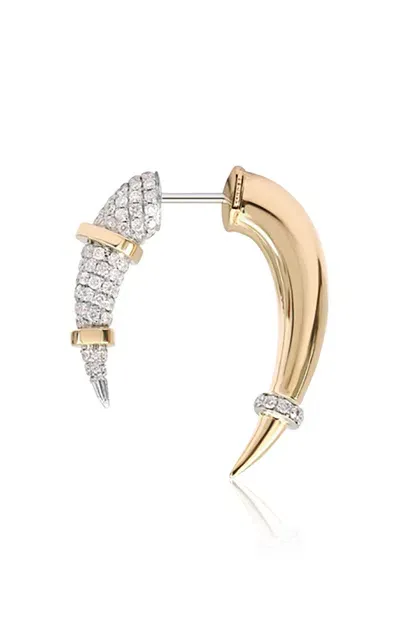 Rainbow K 14k Gold Half Diamond Horn Single Earring