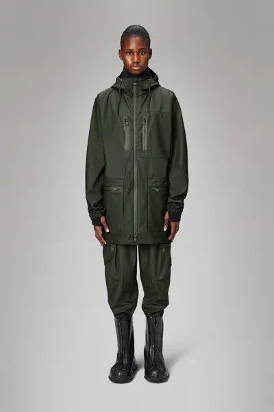 Rains Cargo Long Jacket In Green