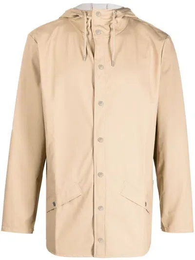 Rains Hooded Waterproof Jacket In Nude