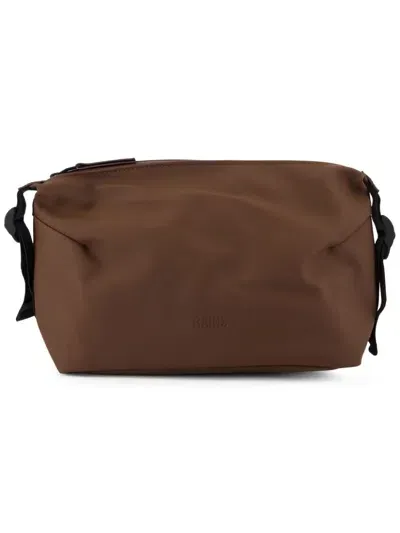 Rains Logo Wash Bag In Brown