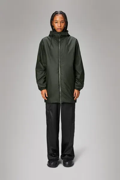 Rains Lohja Long Insulated Jacket In Green