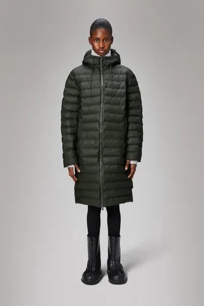 Rains Lohja Longer Puffer Jacket In Green