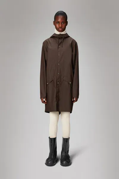 Rains Long Jacket In Brown