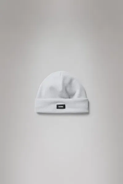 Rains Ribbed Fleece Beanie In White