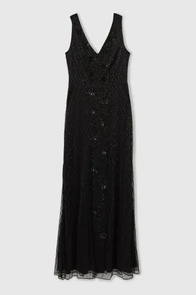 Raishma Embellished Mesh Black Maxi Dress