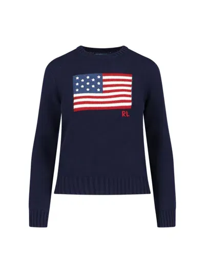 Ralph Lauren American Flag Sweater In Blue