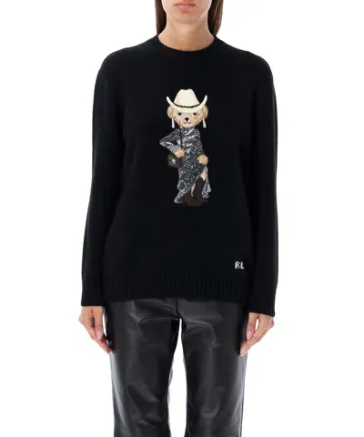 Ralph Lauren Bear Sweater In Black