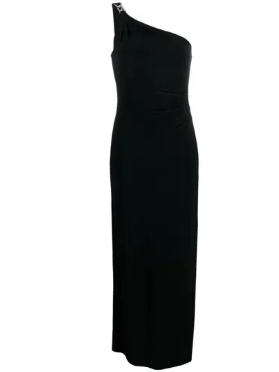 Ralph Lauren Belina One Shoulder Evening Dress In Black