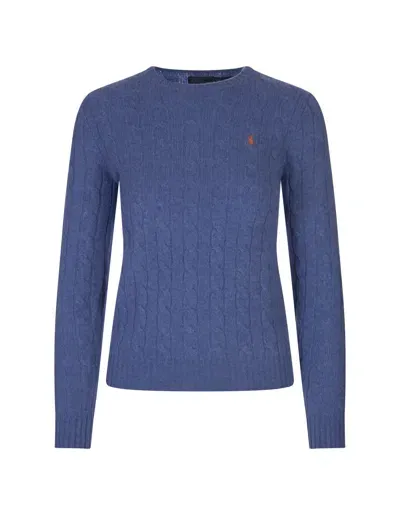 Ralph Lauren Blu Porto Melange Wool And Cashmere Braided Sweater In Blue