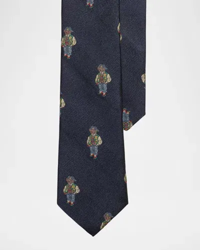 Ralph Lauren Kids' Boy's Polo Bear Printed Necktie In Navy