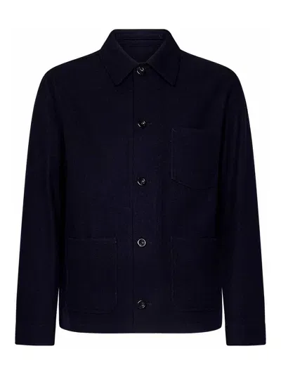 Ralph Lauren Burnham Workwear-style Navy Blue Wool Jacket