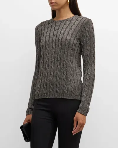 Ralph Lauren Cashmere High-shine Cable-knit Sweater In Asteroid