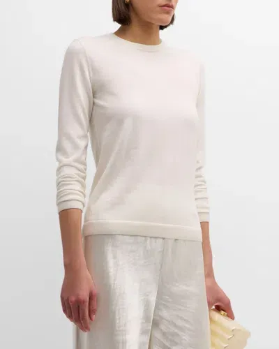 Ralph Lauren Cashmere Jersey Crewneck Sweater In Cream