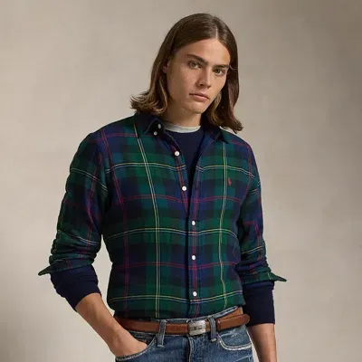 Ralph Lauren Classic Fit Plaid Double-faced Shirt In Green