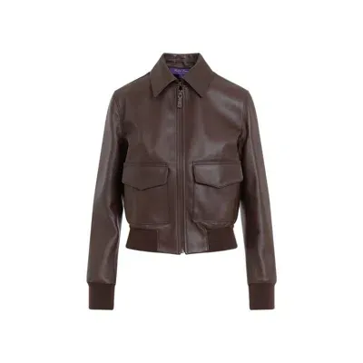 Ralph Lauren Sullivan Leather Bomber Jacket In Brown