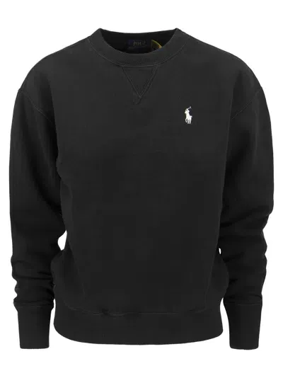 Ralph Lauren Crewneck Cotton Sweatshirt In Polo Black